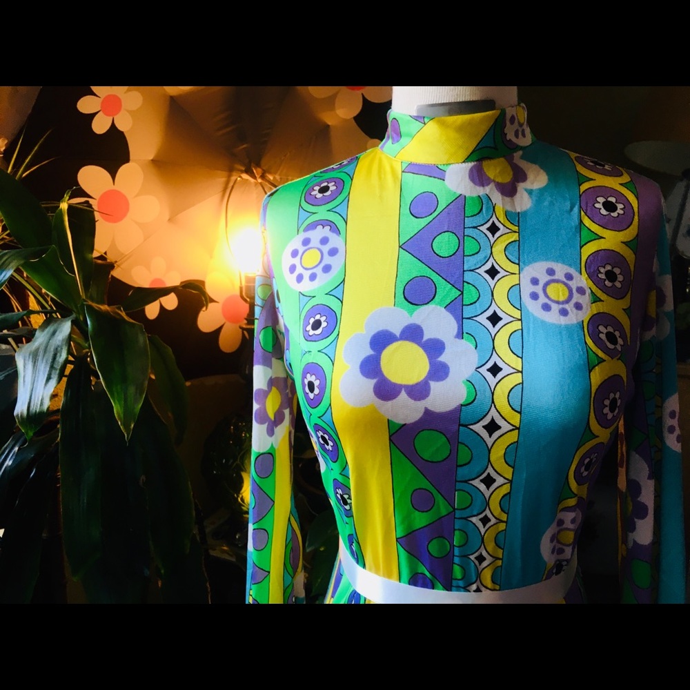 1960s psychedelic mod mini dress.